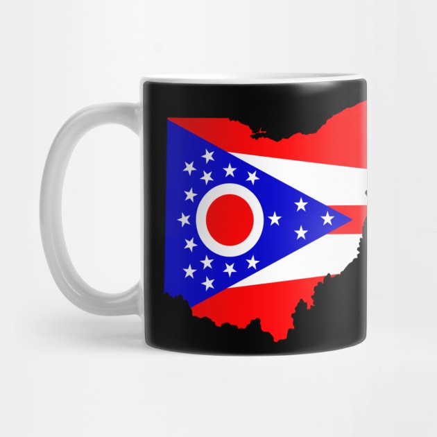 Ohio Flag State Outline AF (white) by Big Term Designs